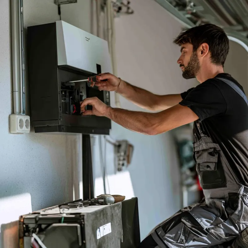 Technicien Soliance intervenant sur l'onduleur